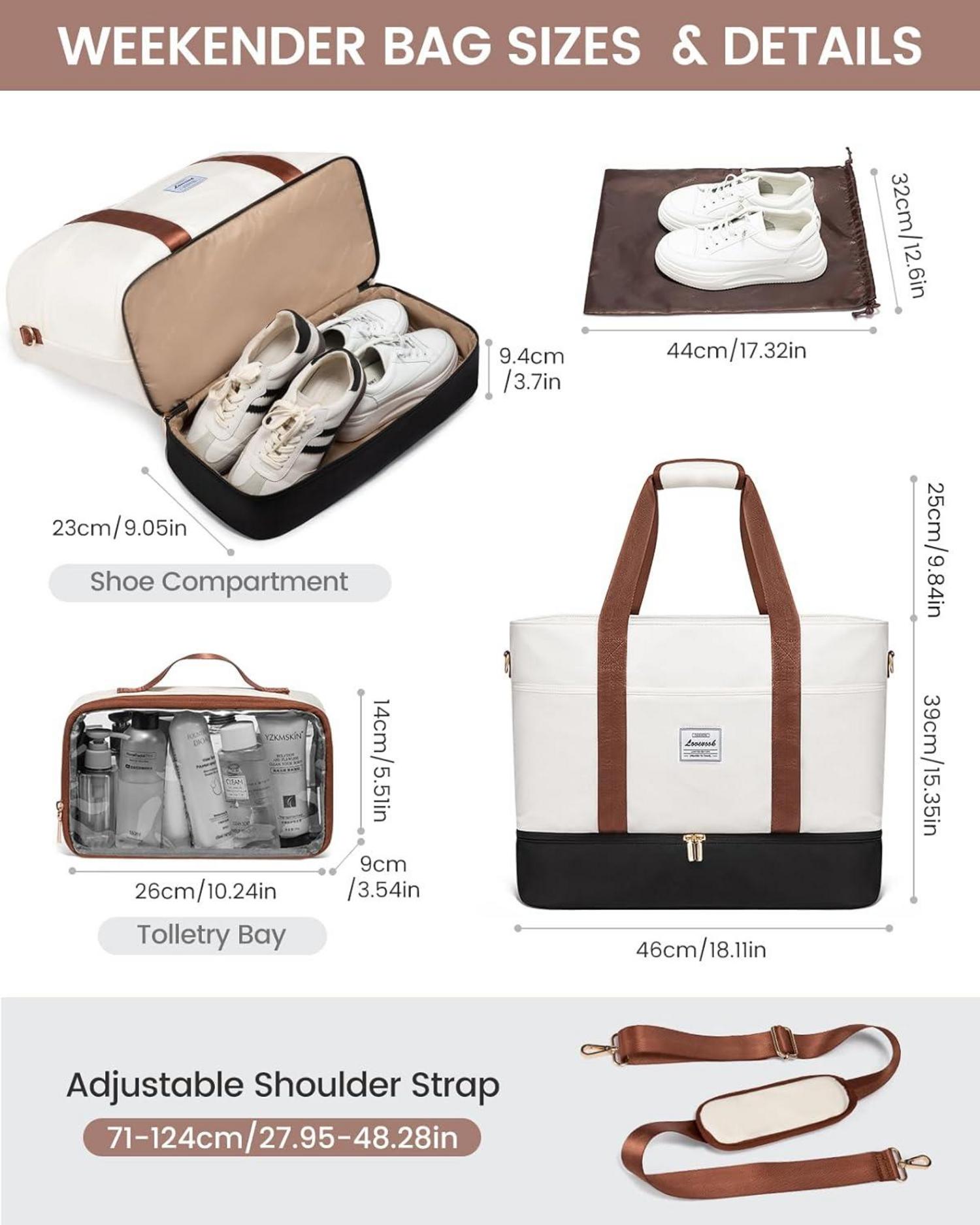 Weekender Reisetasche Damen mit Schuhfach und Kulturbeutel