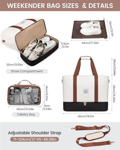 Weekender Reisetasche Damen mit Schuhfach und Kulturbeutel