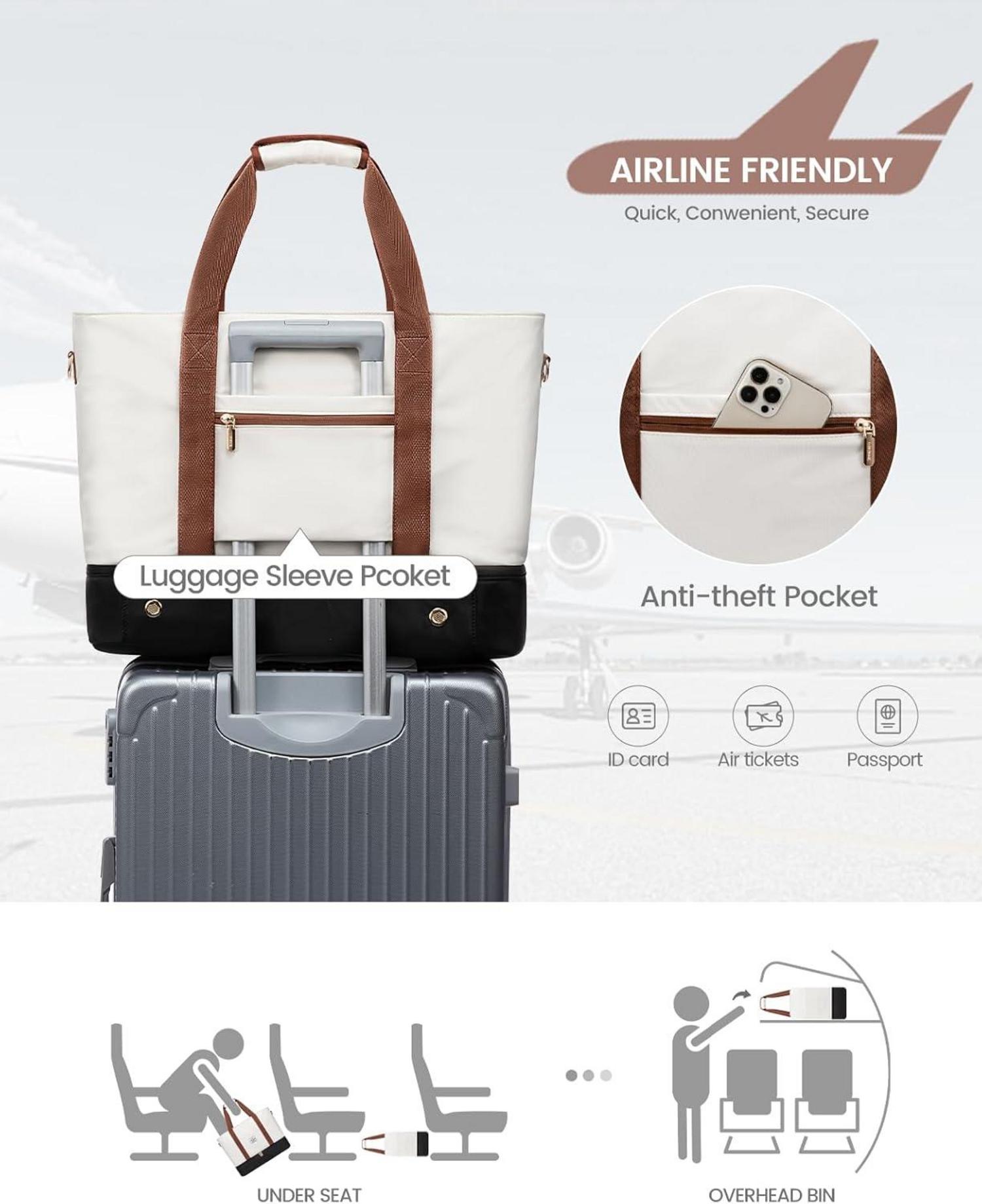 Damen Reisetasche Wasserdicht Weekender Duffel Bag mit Schuhfach Housekeeping
