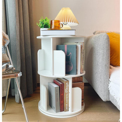 Drehbares Bücherregal Kiefernholz, 2-stöckig, Weiß