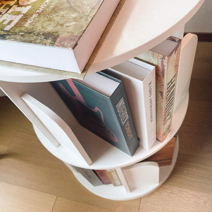 Drehbares Bücherregal Kiefernholz, 2-stöckig, Weiß