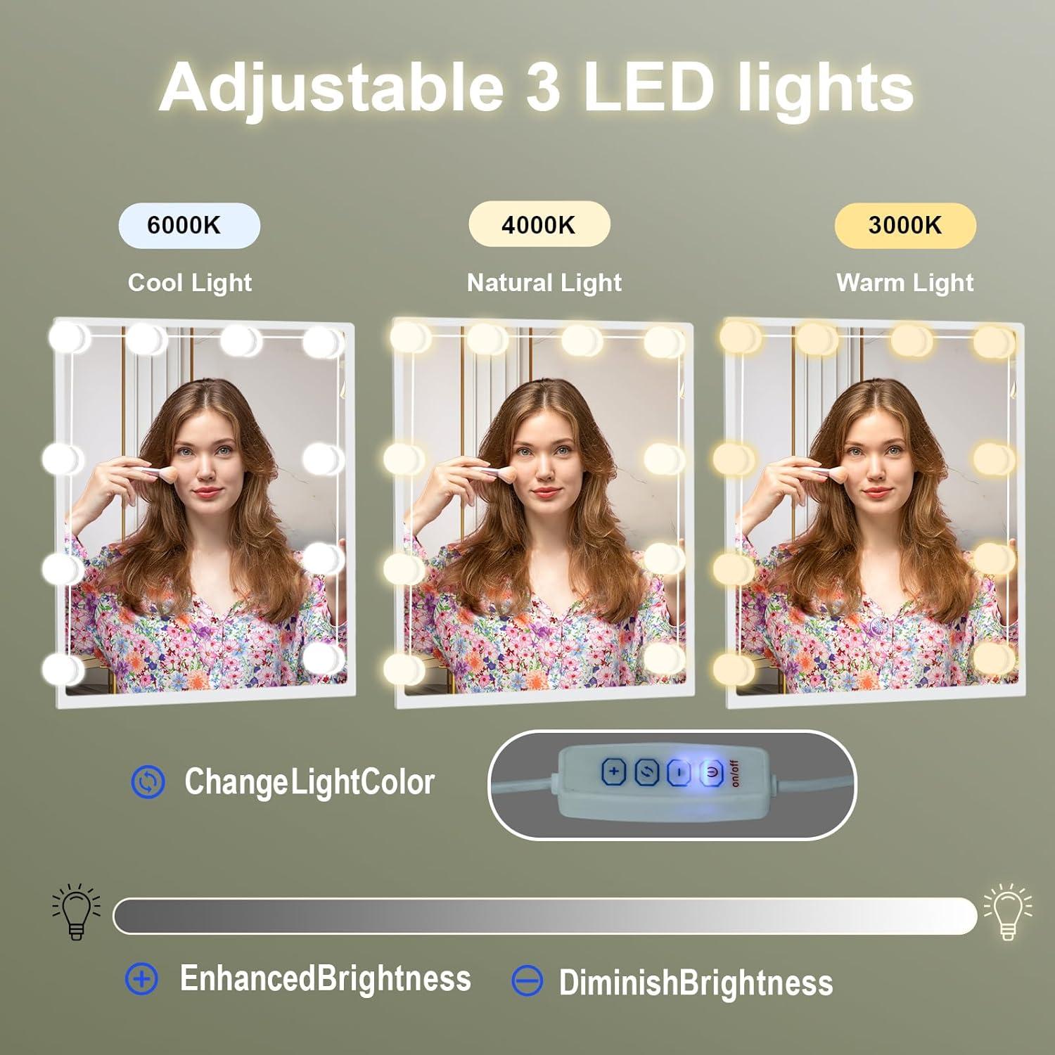 Schminktisch mit verstellbarer LED-Beleuchtung und Stauraum