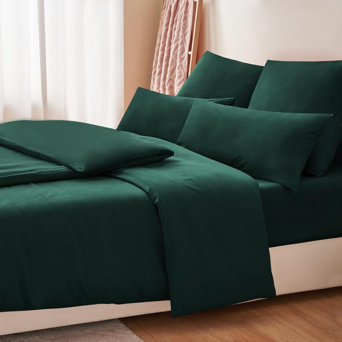 Bettwäsche-Set 4-teilig Dunkelgrün Mikrofaser 135x200cm