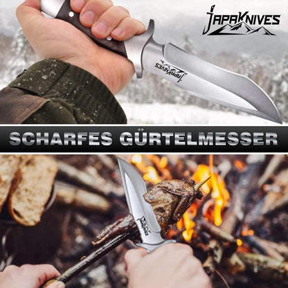 Outdoor Survival Messer mit Lederscheide - Jagdmesser Bushcraft Knife