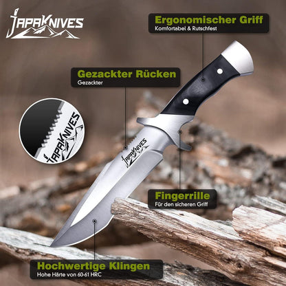 Outdoor Survival Messer mit Lederscheide für Männer Camping Jagd Bushcraft