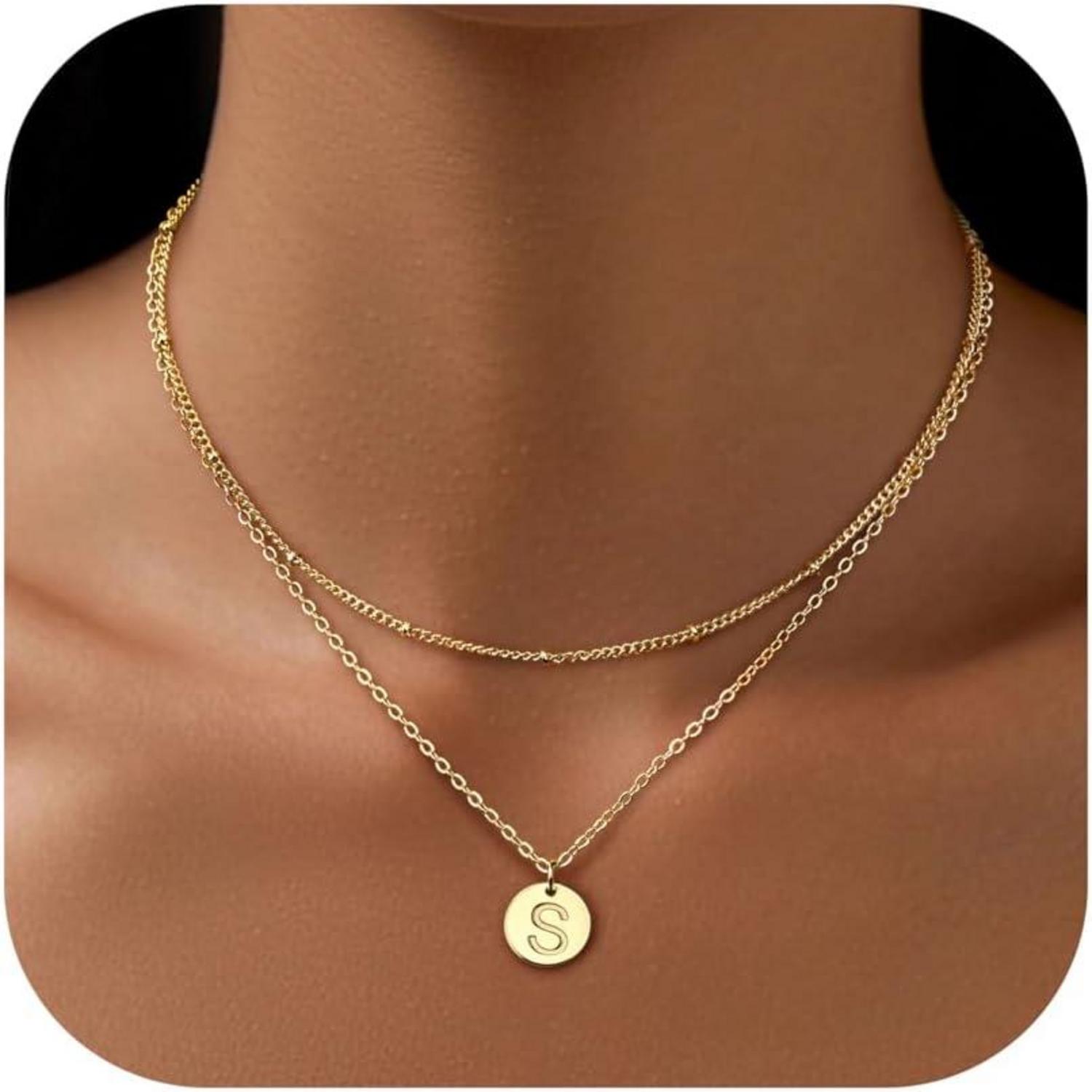 Personalisierte Gold Buchstaben Kette 14K Halskette Damen Mädchen Gift