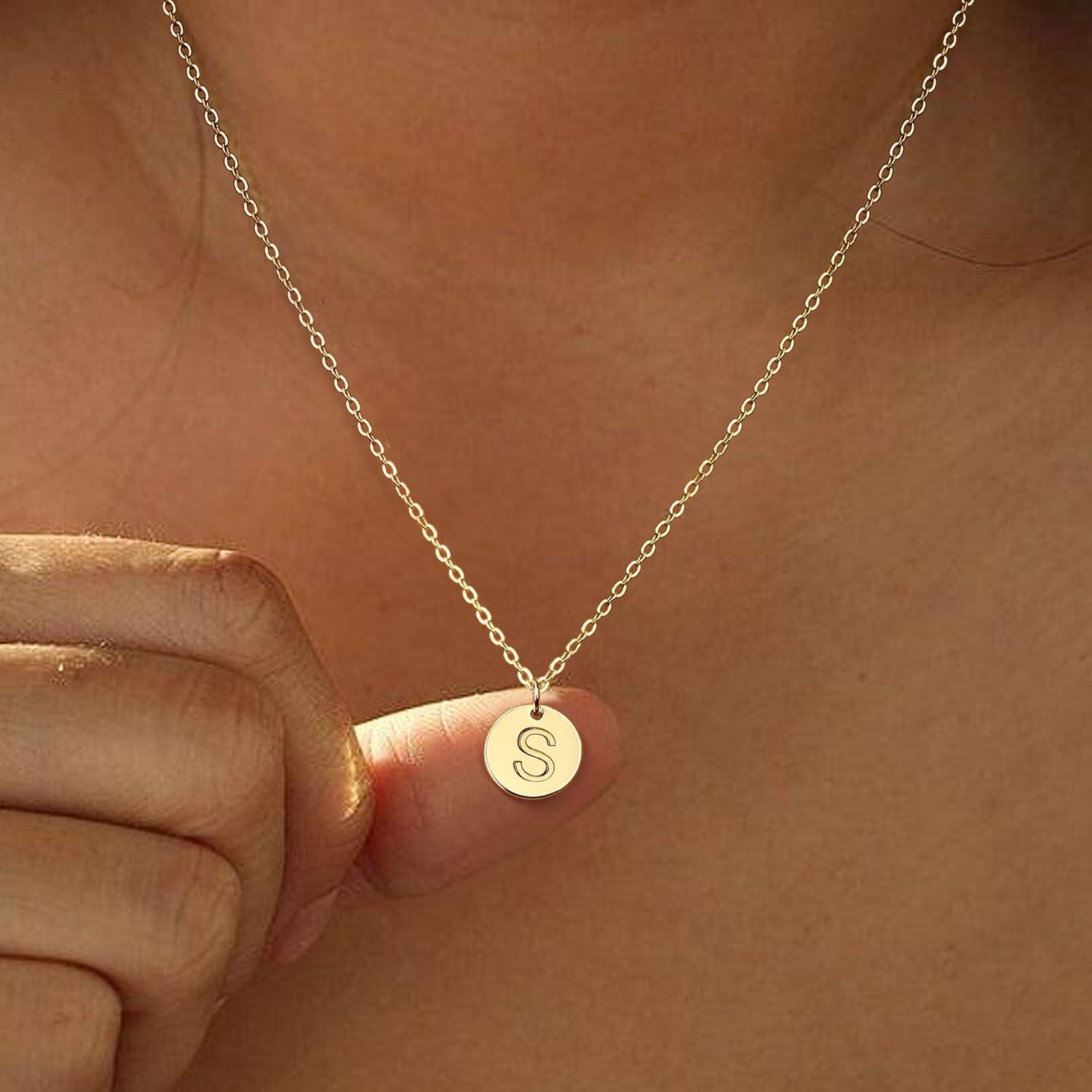 Gold Layered Initial Halskette Damen 14 Karat Vergoldet