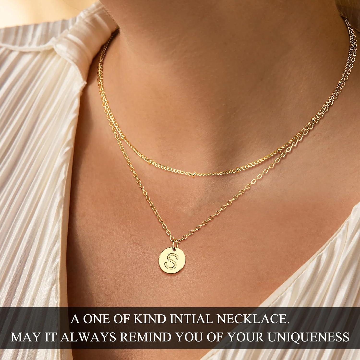 Personalisierte Gold Buchstaben Kette 14K Halskette Damen Mädchen Gift