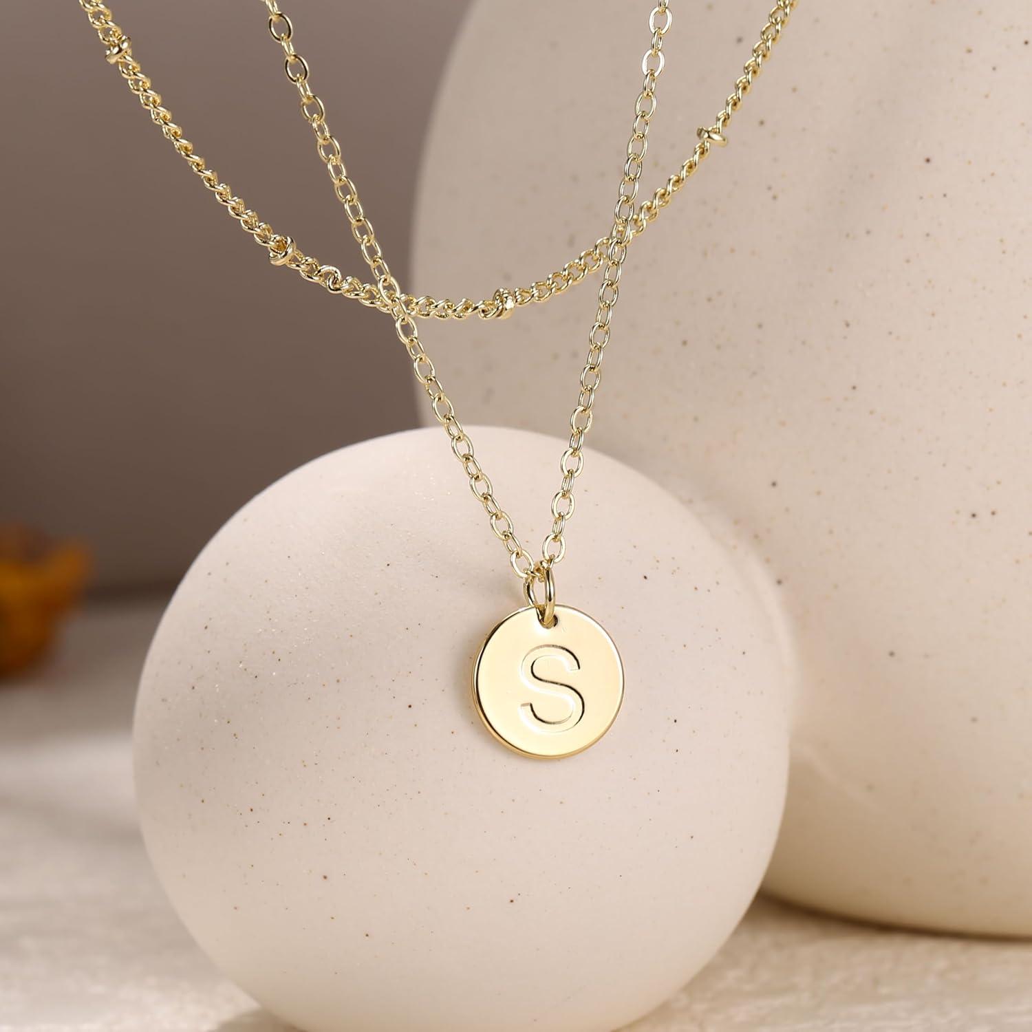 Gold Layered Initial Halskette 14K Personalisierte Damen Geschenk