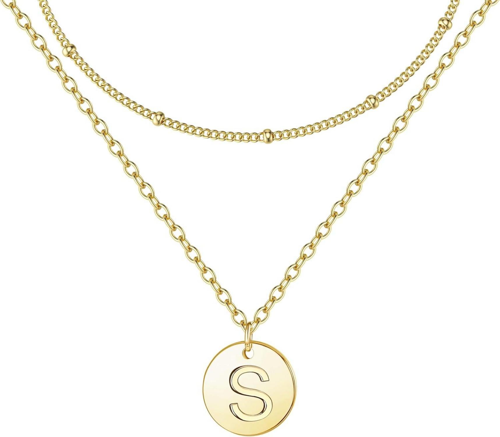Gold Layered Initial Halskette 14K vergoldet Buchstaben Anhänger