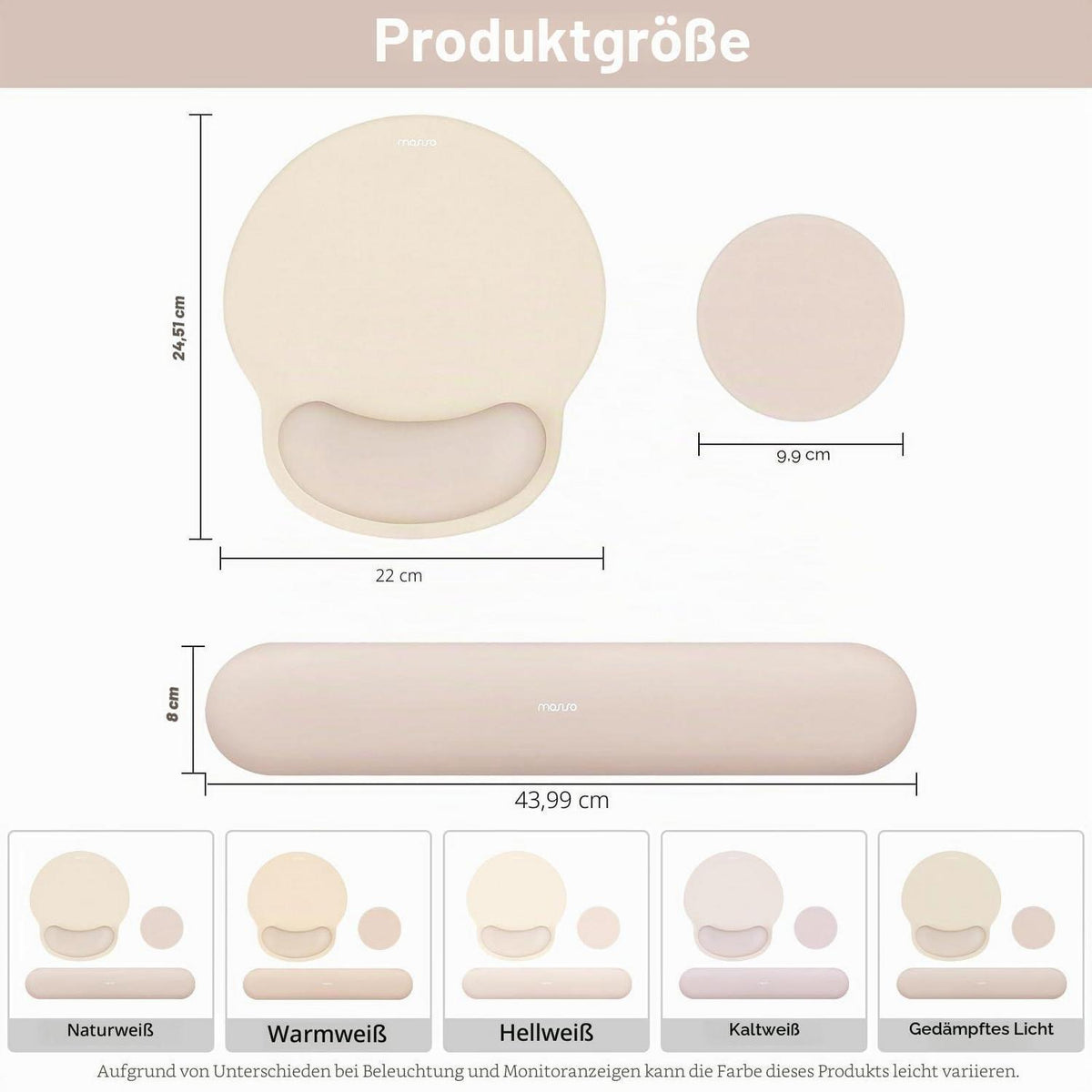 Handballenauflage Mauspad & Tastatur Set Aprikose Memory Foam