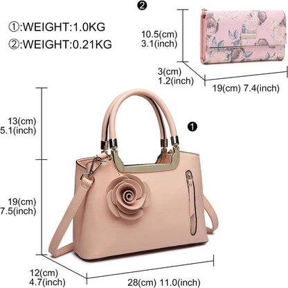 Miss Lulu Damen Handtasche mit Geldbörse Set Schultertasche
