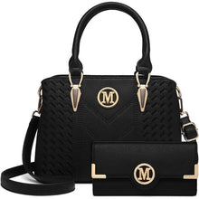 Damen Handtasche mittelgroß mit Geldbörse, Schwarz