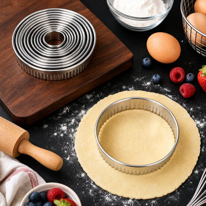 Ausstechform Edelstahl 12er Set runde Ringe für Kekse und Fondant