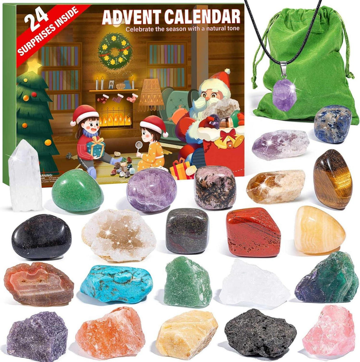 Adventskalender 2024 für Kristalle und Edelsteine, Weihnachts