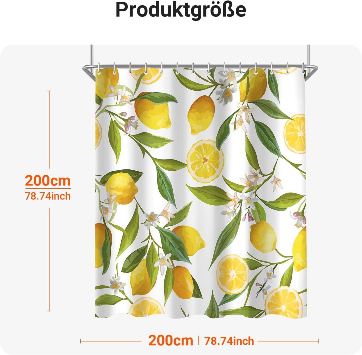 Duschvorhang Zitrone Blatt 200x200cm Antischimmel Wasserabweisend