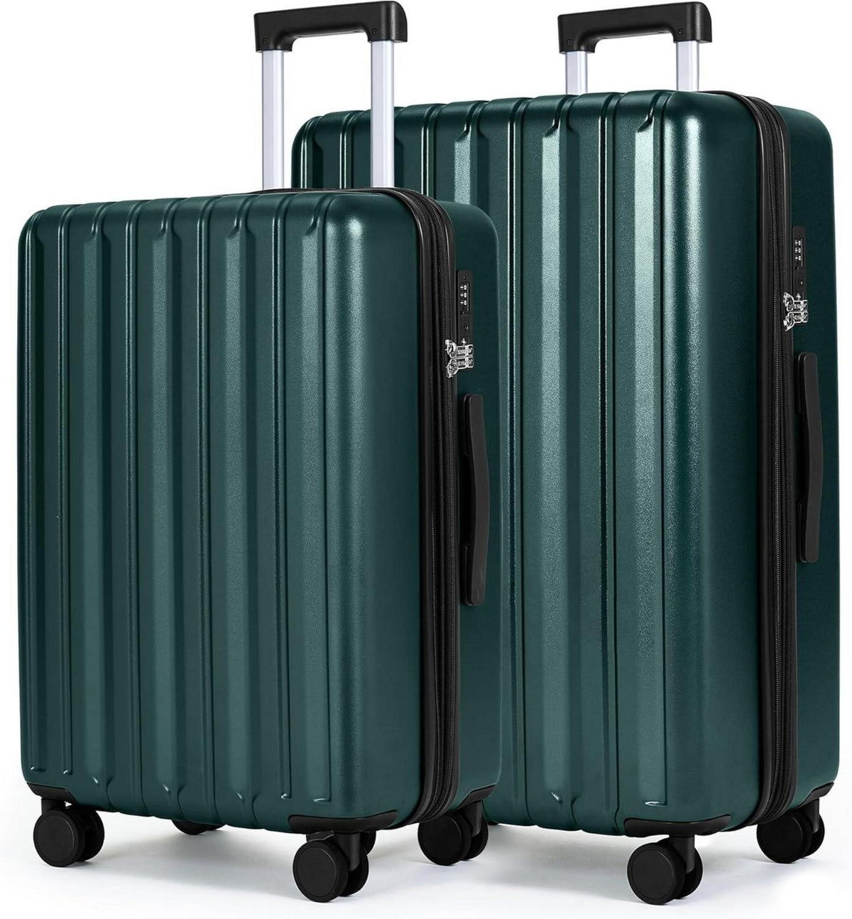 SHOWKOO Kofferset Hartschale 65cm+75cm TSA Rollen dunkelgrün L+XL