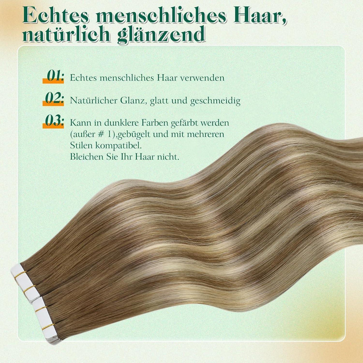 Echthaar Tape Extensions Blond Ombre 45cm 40g