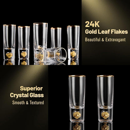 Kristall Schnapsgläser mit 24K Blattgold - 6er Set