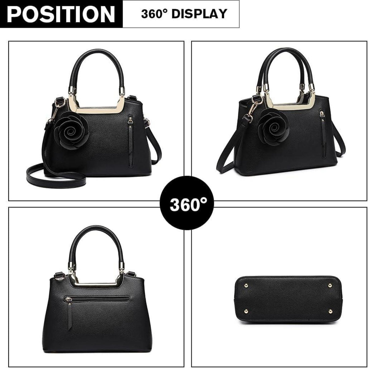Miss Lulu Damen Handtasche und Geldbörse Set PU Leder Henkeltasche Crossbody Bag