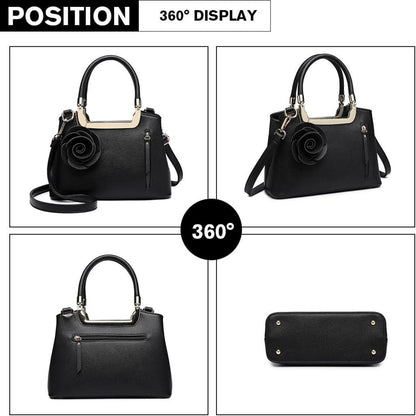 Miss Lulu Damen Handtasche und Geldbörse Set PU Leder Henkeltasche Crossbody Bag