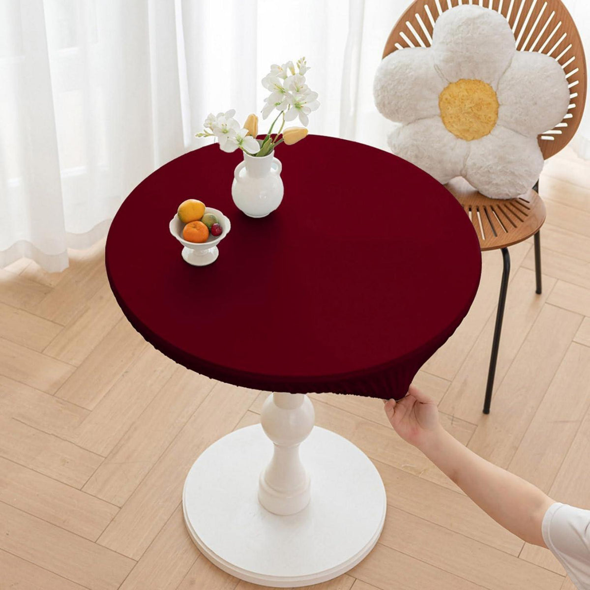 Runde Tischdecke Polyester Rot 90cm – Wasserdicht & Pflegeleicht