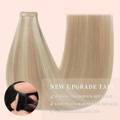 Echthaar Tape Extensions Aschblond 50cm (50g)