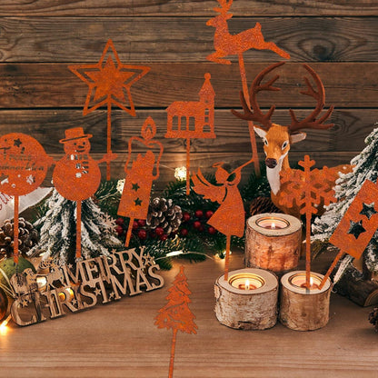 Weihnachtsdeko Gartenstecker Rost 12er Set Weihnachten Draußen Wetterfest