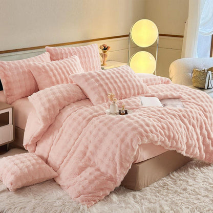 Plüsch Bettwäsche Set Rosa 155x220 cm – Warm & Kuschelig
