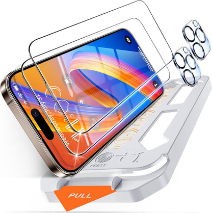Panzerfolie für iPhone 16 Pro 2er Pack Schutzglas & Kameraschutz