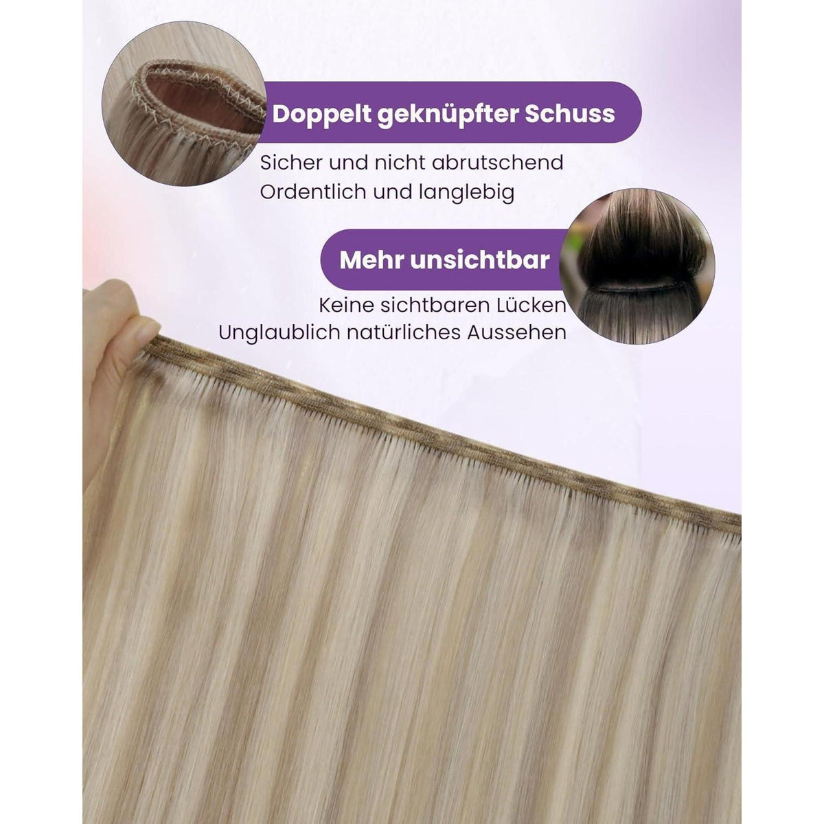 Echthaar Tressen Blond Einnähen Remy 35cm #P18/613