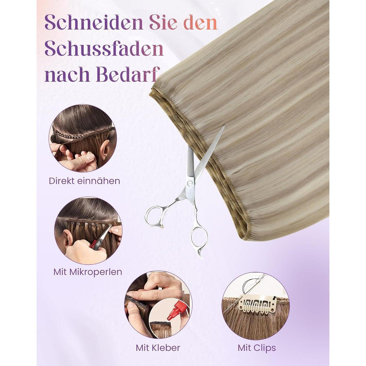Echthaar Tressen Blond Einnähen Remy 35cm #P18/613