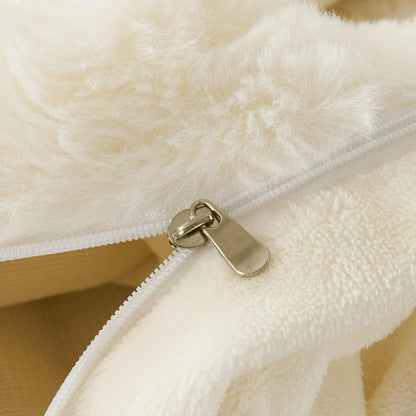 Plüsch Bettwäsche Set 200x200 Creme Weiß, Winterwarm & Kuschelig