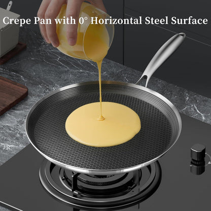 Edelstahl Crepe Pfanne 30 cm Induktion Antihaft Waben Pfanne