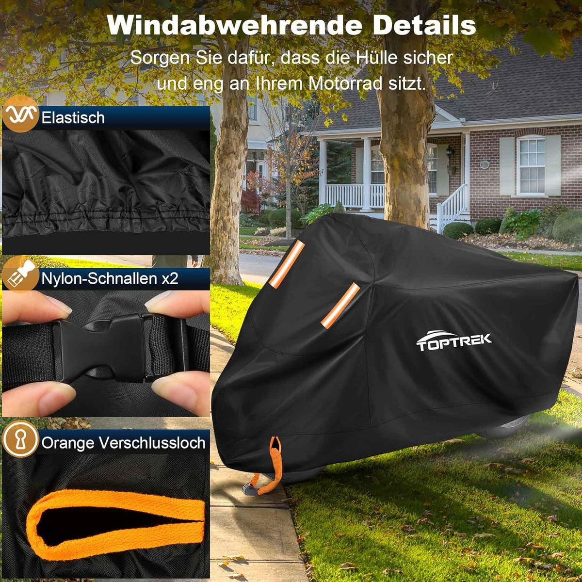 Toptrek Motorrad Abdeckplane XXL Wasserdicht 245x105x125cm