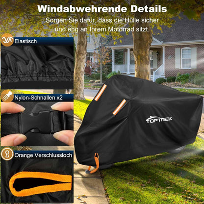 Toptrek Motorrad Abdeckplane XXL Wasserdicht 245x105x125cm