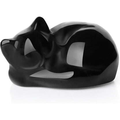 Obsidian Katze Figur Schlafende Katze Statue Edelstein