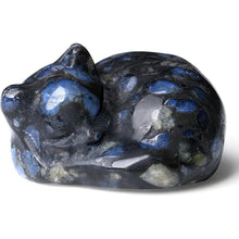 Blauer Labradorit Katze Figur Schlafende Katze Dekor Stein