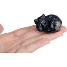 Blauer Labradorit Katze Figur Schlafende Katze Dekor Stein