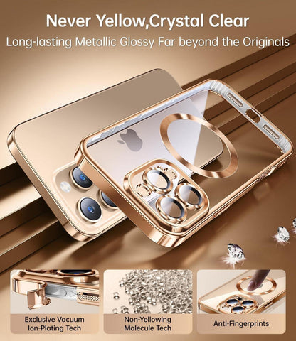 3-in-1 iPhone 16 Pro Max Hülle + 2 Schutzfolien Stark & Magnetisch - Titan Wüstensand