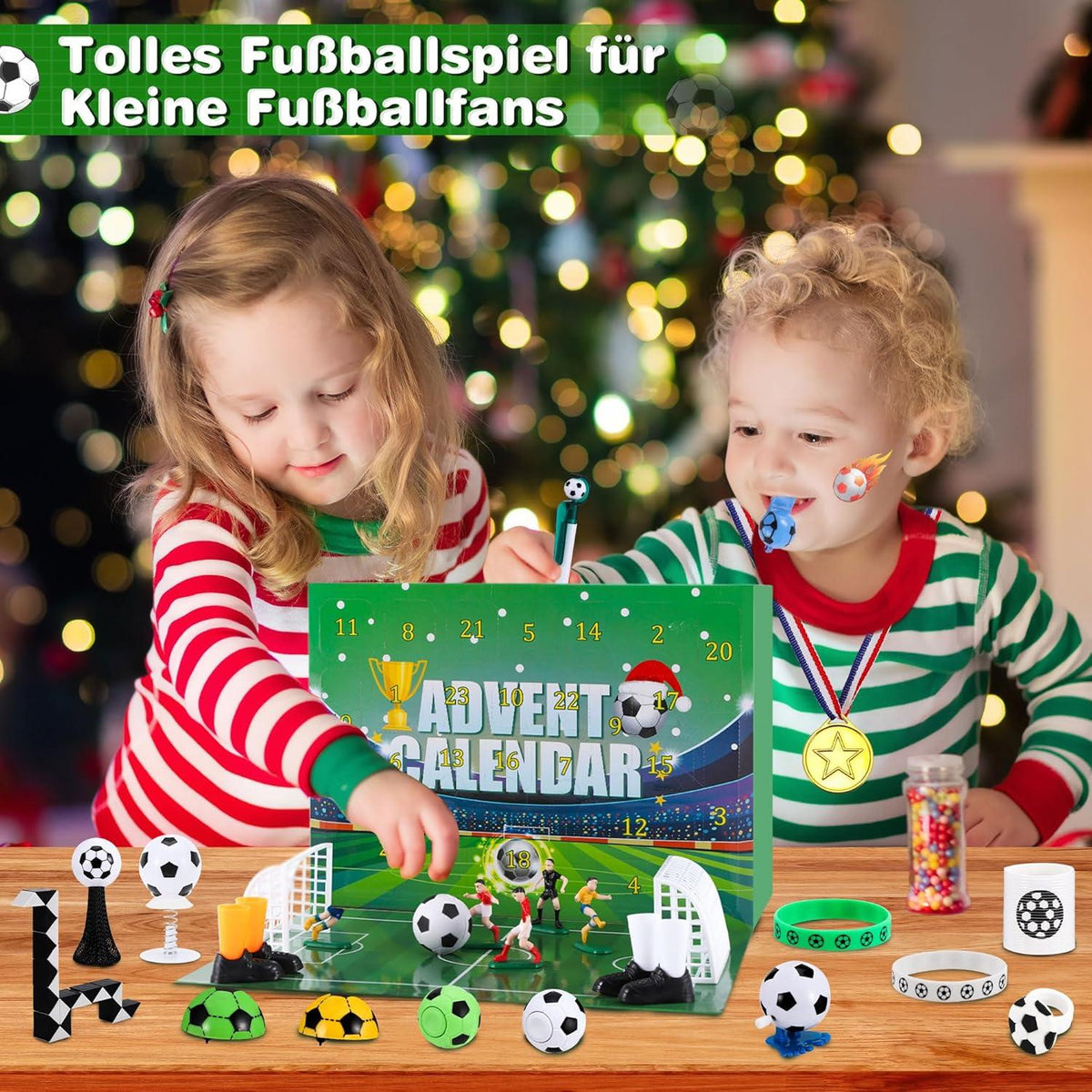 LINROMIA Fußball Adventskalender 2024 für Kinder - Spielzeug, Fußballfans, Weihnachtsgeschenke