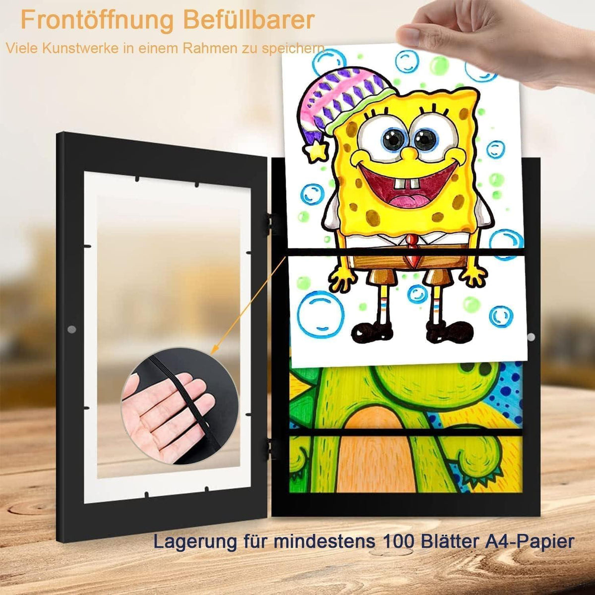 Bilderrahmen A4 holz Fotorahmen Kinderzeichnungen Aufbewahrung display