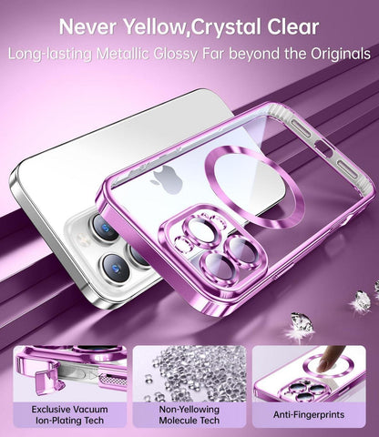 iPhone 16 Pro Max Hülle 3-in-1 mit Schutzfolie und starken Magneten Pink