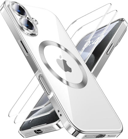 iPhone 16 Hülle mit 2 Stück Schutzfolie [Militärstandard] Magnetisch