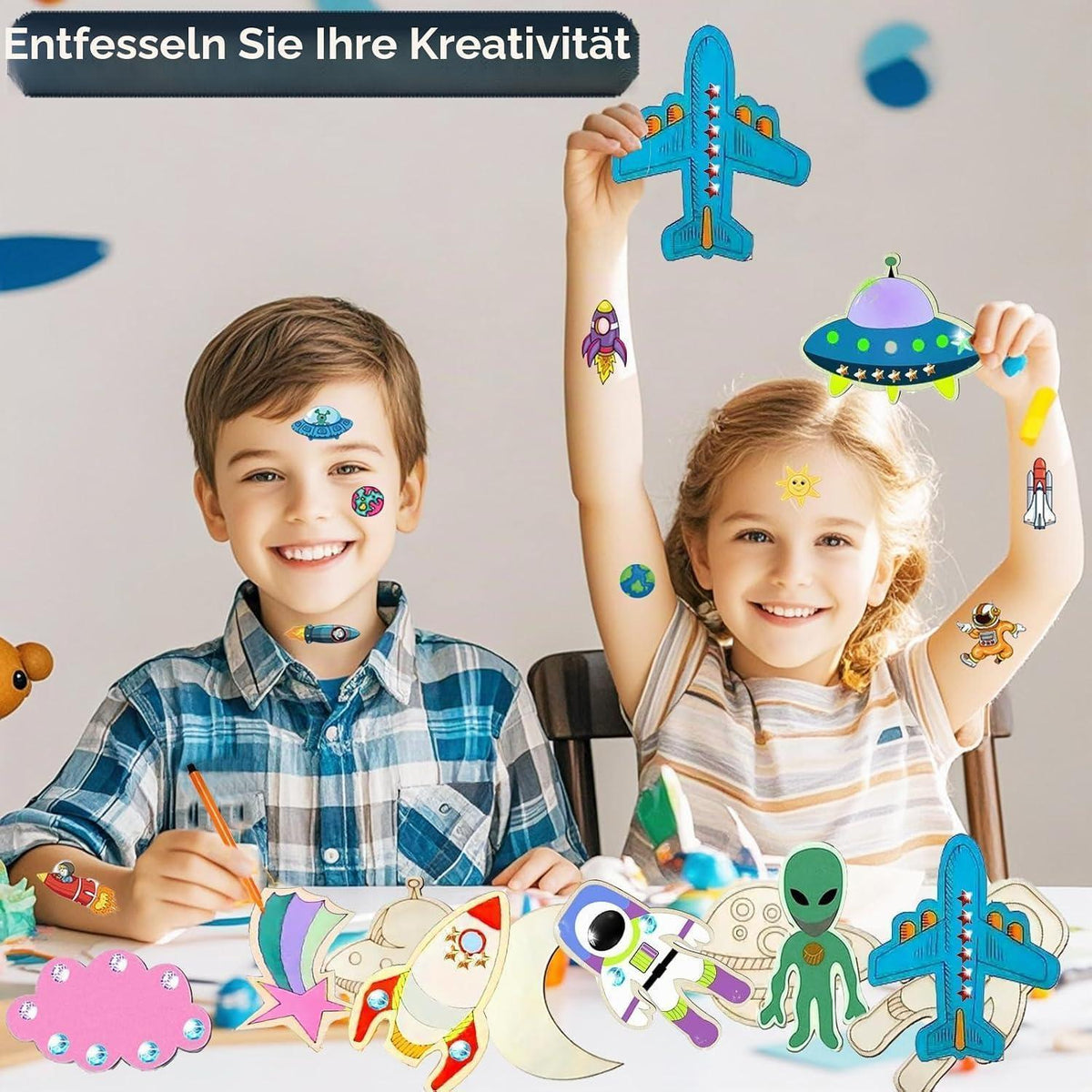 Holz Bastelset Rakete Weltraum für Kinder 4-12 Jahre