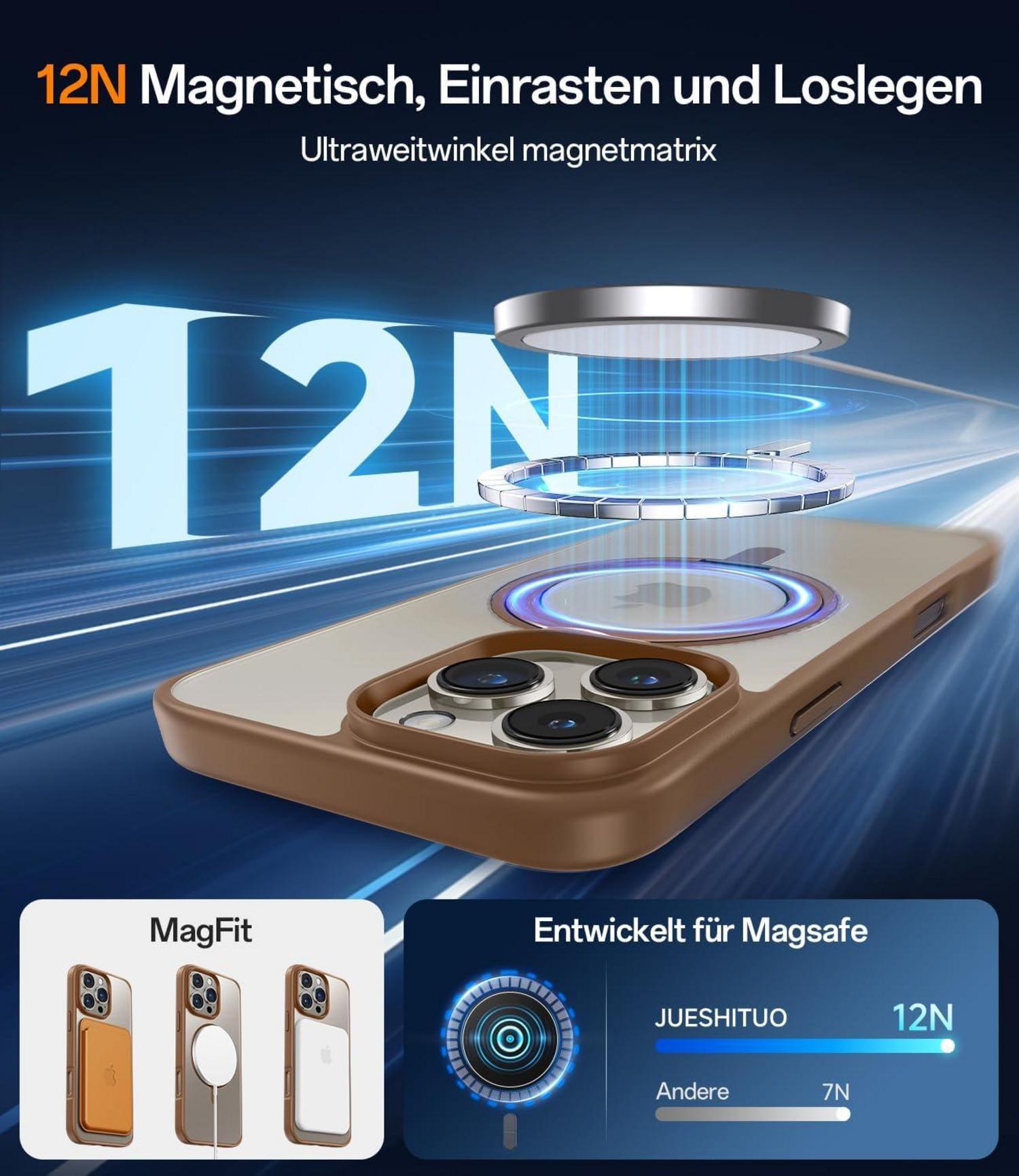 360° Magic Stand iPhone 16 Pro Max Hülle Militärschutz Ständer Titan Wüstensand