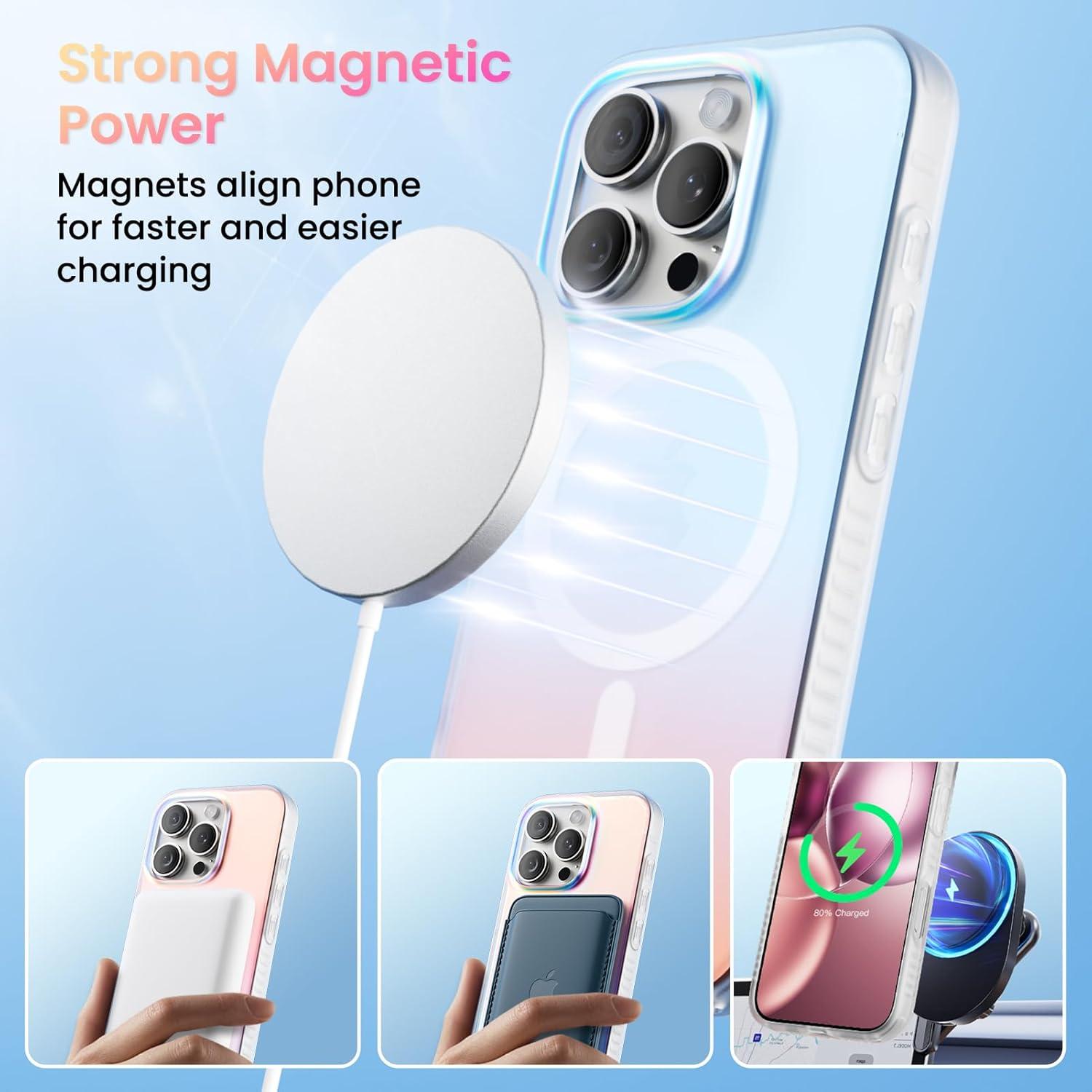 ORNARTO Hue iPhone 16 Pro Hülle Abendrot Farbverlauf Magnet Adsorption