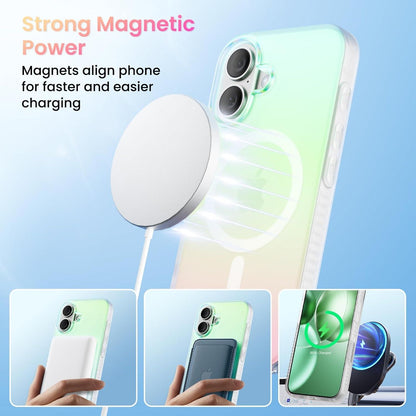 ORNARTO Hue iPhone 16 Hülle Magsafe stoßfest kratzfest Schutzhülle - Polarlicht