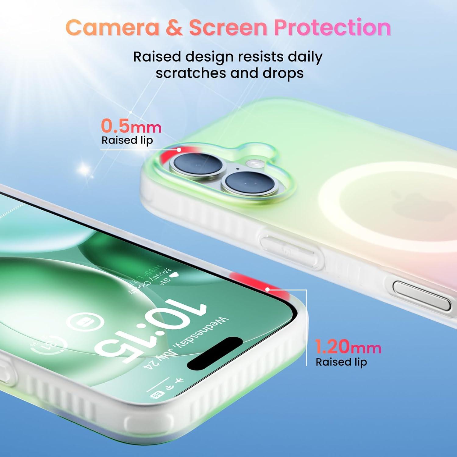 ORNARTO Hue für iPhone 16 Hülle Magsafe [Fluoreszierende Farbverlauf] Schutzcase