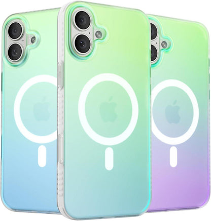 Stoßfeste Fluoreszierende Farbverlauf Hülle für iPhone 16 Plus Magsafe